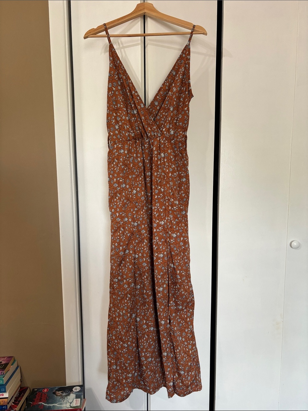 SHEIN Rust Floral V-Neck Maxi Dress - Women